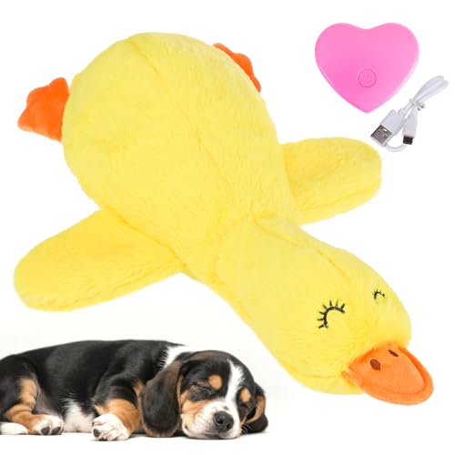 KOOLTAIL Herzschlag-Spielzeug für Welpen, Angstlinderung, beruhigende Ente für Hunde, Stofftiere, Kuschelspielzeug, Verhaltenstraining, Schlafhilfe für kleine, mittelgroße Hunde, bequemes gelbes KOOLTAIL Herzschlag-Spielzeug für Welpen, Angstlinderung, beruhigende Ente für Hunde, Stofftiere, Kuschelspielzeug, Verhaltenstraining, Schlafhilfe für kleine, mittelgroße Hunde, bequemes gelbes von KOOLTAIL