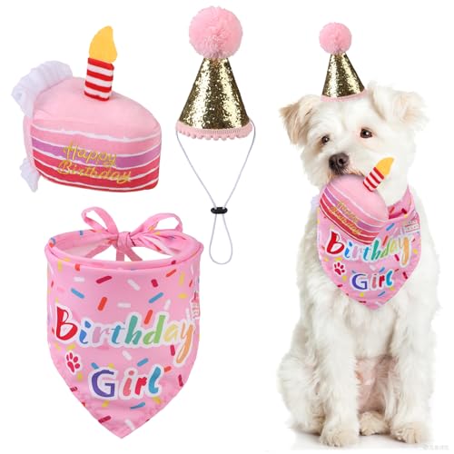 KOOLTAIL Hund Geburtstag Bandana Hut Kuchen Plüsch Spielzeug Set, Niedliche Krone Haustier Happy Birthday Zubehör Welpe Kauspielzeug für Hunde Katzen Welpen Rosa KOOLTAIL Hund Geburtstag Bandana Hut Kuchen Plüsch Spielzeug Set, Niedliche Krone Haustier Happy Birthday Zubehör Welpe Kauspielzeug für Hunde Katzen Welpen Rosa von KOOLTAIL