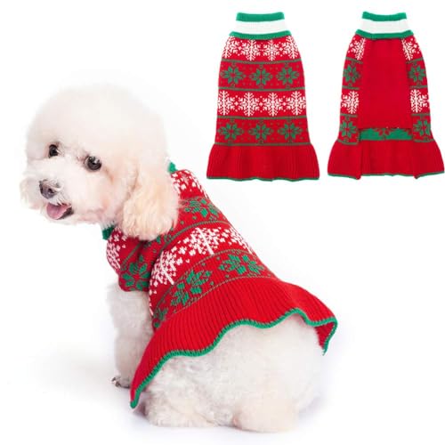 KOOLTAIL Hund Weihnachten Winter Pullover Chritsmas Hund Strickrock Schneeflocke Muster Hund Pullover von KOOLTAIL