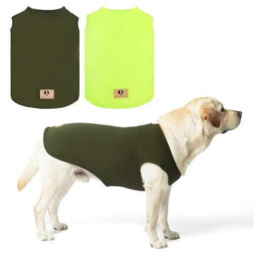 KOOLTAIL Hunde-Shirt-Weste, 2er-Pack, T-Shirt für große Hunde, weich, atmungsaktiv, ärmellos, Baumwolle, leicht, bequem, Haustier-Tanktops für Jungen und Mädchen, Grün und Hellgrün, Größe XL KOOLTAIL Hunde-Shirt-Weste, 2er-Pack, T-Shirt für große Hunde, weich, atmungsaktiv, ärmellos, Baumwolle, leicht, bequem, Haustier-Tanktops für Jungen und Mädchen, Grün und Hellgrün, Größe XL von KOOLTAIL