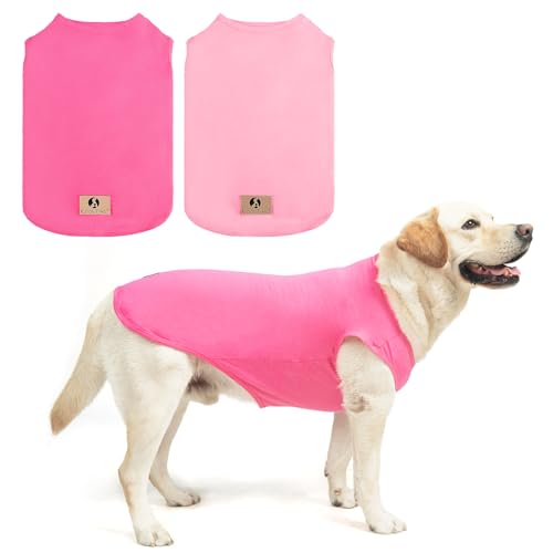 KOOLTAIL Hunde-Shirt-Weste, 2er-Pack, T-Shirt für große Hunde, weich, atmungsaktiv, ärmellos, Baumwolle, leicht, bequem, Haustier-Tanktops für Jungen und Mädchen, Rosa und Rosa, Größe 3XL KOOLTAIL Hunde-Shirt-Weste, 2er-Pack, T-Shirt für große Hunde, weich, atmungsaktiv, ärmellos, Baumwolle, leicht, bequem, Haustier-Tanktops für Jungen und Mädchen, Rosa und Rosa, Größe 3XL von KOOLTAIL