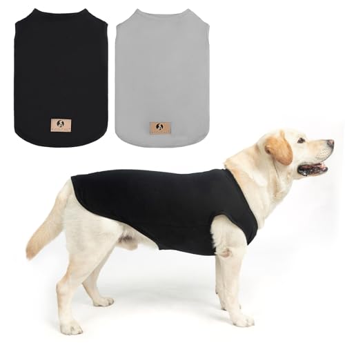KOOLTAIL Hunde-Shirt-Weste, 2er-Pack, T-Shirt für große Hunde, weich, atmungsaktiv, ärmellos, Baumwolle, leicht, bequem, Haustier-Tanktops für Jungen und Mädchen, Schwarz und Grau, Größe 3XL KOOLTAIL Hunde-Shirt-Weste, 2er-Pack, T-Shirt für große Hunde, weich, atmungsaktiv, ärmellos, Baumwolle, leicht, bequem, Haustier-Tanktops für Jungen und Mädchen, Schwarz und Grau, Größe 3XL von KOOLTAIL