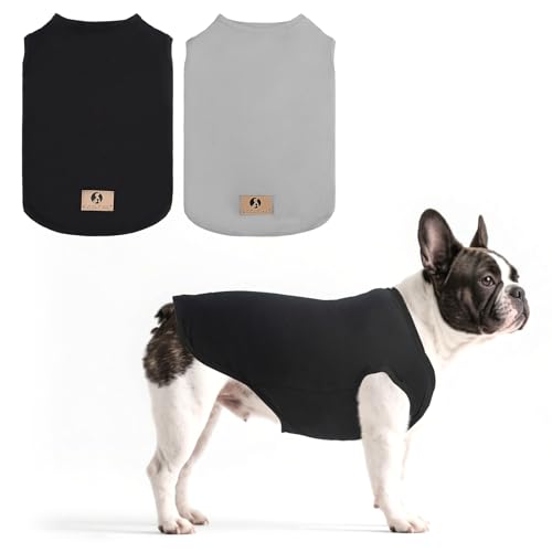 KOOLTAIL Hunde-Shirt-Weste, 2er-Pack, T-Shirt für große Hunde, weich, atmungsaktiv, ärmellos, Baumwolle, leicht, bequem, Haustier-Tanktops für Jungen und Mädchen, Schwarz und Grau, Größe S KOOLTAIL Hunde-Shirt-Weste, 2er-Pack, T-Shirt für große Hunde, weich, atmungsaktiv, ärmellos, Baumwolle, leicht, bequem, Haustier-Tanktops für Jungen und Mädchen, Schwarz und Grau, Größe S von KOOLTAIL