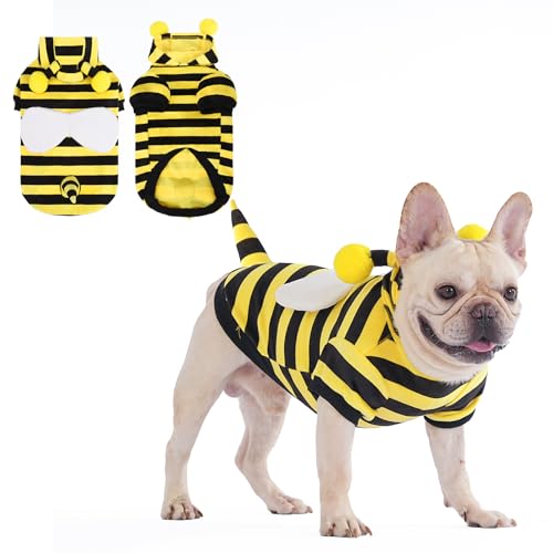 KOOLTAIL Hundekostüm, Bienenmähne, Hunde-Outfit, Fleecepullover, Kapuzenpullover, Kleidung, Haustier-Kleidung, lustiges Cosplay, Verkleidung, kaltes Wetter, Mäntel mit Loch für die Leine von KOOLTAIL