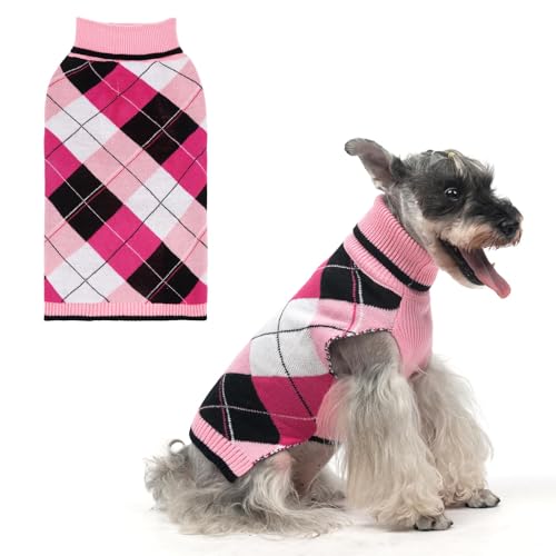 KOOLTAIL Hundepullover für Haustiere, Strickkleidung, klassischer Rollkragenpullover mit Loch für die Leine, warme Winterkleidung für kleine, mittelgroße Hunde, Katzen, Welpen, Größe ML von KOOLTAIL