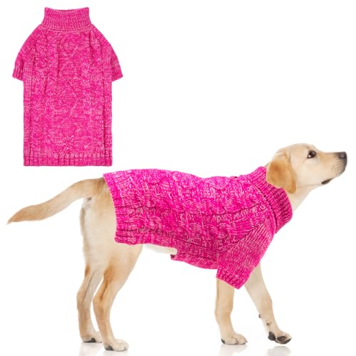 KOOLTAIL Hundepullover für große, mittelgroße und kleine Hunde, Rollkragenpullover, Zopfstrickwaren, Haustiermäntel für kaltes Wetter, mit Loch für die Leine, warmer Winterpullover für Bulldogge KOOLTAIL Hundepullover für große, mittelgroße und kleine Hunde, Rollkragenpullover, Zopfstrickwaren, Haustiermäntel für kaltes Wetter, mit Loch für die Leine, warmer Winterpullover für Bulldogge von KOOLTAIL