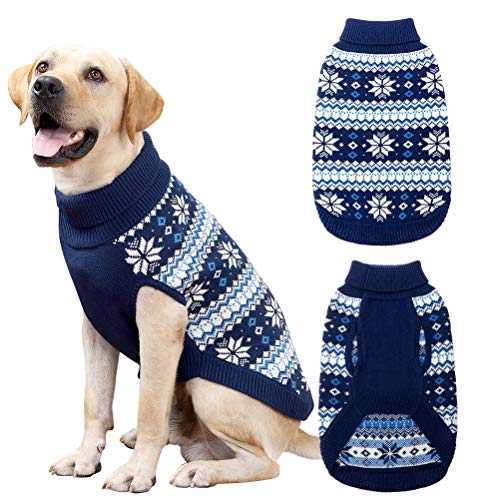KOOLTAIL Hundepullover mit Zopfmuster, Rollkragen für kaltes Wetter, klassische Strickwaren, Schneeflockenmuster, dick, warme Winterkleidung, Weihnachtspullover für kleine, mittelgroße und große Hunde KOOLTAIL Hundepullover mit Zopfmuster, Rollkragen für kaltes Wetter, klassische Strickwaren, Schneeflockenmuster, dick, warme Winterkleidung, Weihnachtspullover für kleine, mittelgroße und große Hunde von KOOLTAIL