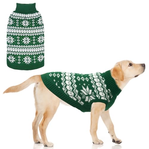 KOOLTAIL Hundepullover mit Zopfmuster, Rollkragen für kaltes Wetter, klassische Strickwaren, Schneeflockenmuster, dicke warme Winter-Haustierkleidung, Weihnachtspullover für kleine, mittelgroße und KOOLTAIL Hundepullover mit Zopfmuster, Rollkragen für kaltes Wetter, klassische Strickwaren, Schneeflockenmuster, dicke warme Winter-Haustierkleidung, Weihnachtspullover für kleine, mittelgroße und von KOOLTAIL