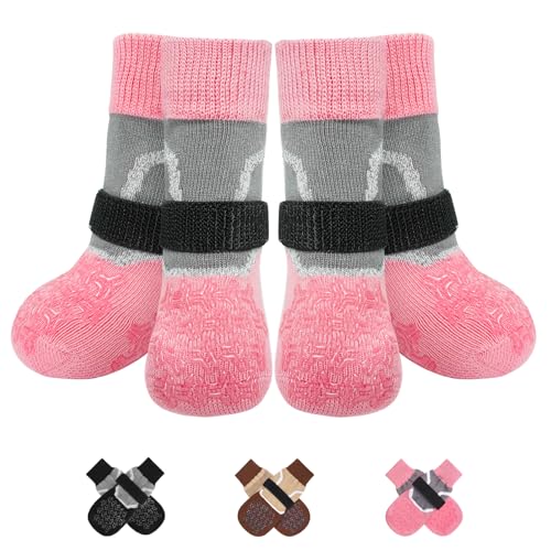 KOOLTAIL Hundesocken, atmungsaktive Hundesocken, um zu verhindern, dass die Pfoten lecken, rutschfeste Haustierstiefel und Pfotenschutz für Hartholzböden, griffige Schuhe für kleine, mittelgroße und von KOOLTAIL