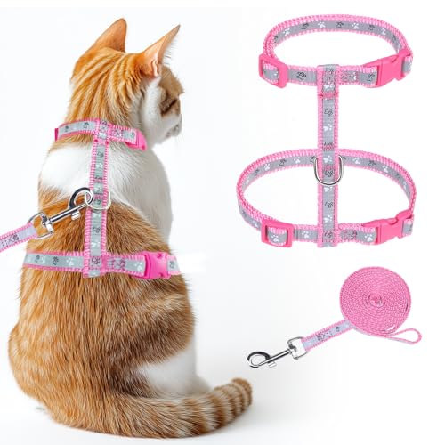KOOLTAIL Katzengeschirr mit Leine, leicht, ausbruchsicher, für Spaziergänge, Reisen, einfache Kontrolle, Outdoor, verstellbar, H-förmig, niedliches Kätzchen-Geschirr für kleine, mittelgroße und große von KOOLTAIL