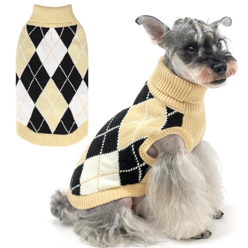 KOOLTAIL Kleiner Hundepullover, gestrickter Rollkragen, kaltes Wetter, Hundepullover für mittelgroße und große Hunde, weicher Diamant-Karo-Pullover, Strickwaren, Hunde-Winter-warme Kleidung, KOOLTAIL Kleiner Hundepullover, gestrickter Rollkragen, kaltes Wetter, Hundepullover für mittelgroße und große Hunde, weicher Diamant-Karo-Pullover, Strickwaren, Hunde-Winter-warme Kleidung, von KOOLTAIL