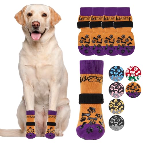 KOOLTAIL Rutschfeste Hundesocken für Hartholzböden, Halloween-Kostüm-Hundesocken mit Greifern, Outdoor-Hundeschuhe und Pfotenschutz, um Lecken zu verhindern, für kleine, mittelgroße und große ältere von KOOLTAIL