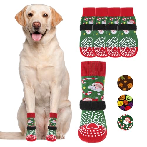 KOOLTAIL Rutschfeste Hundesocken für heiße und kalte Gehwege, um das Lecken von Pfoten zu verhindern, Hundestiefel und Pfotenschutz mit Greifern für Hartholzböden, Traktionskontrolle, kein Verdrehen, von KOOLTAIL