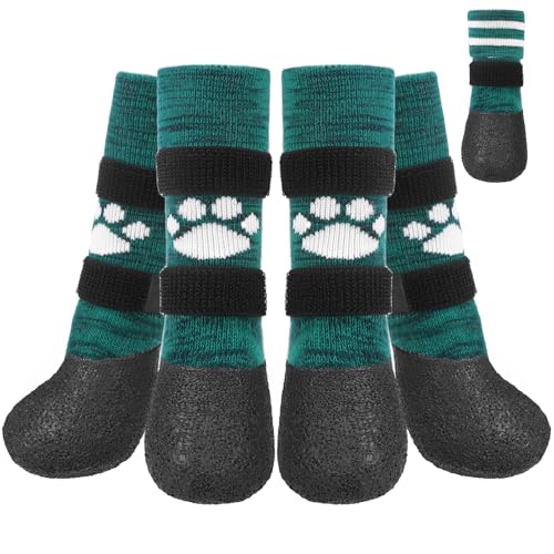 KOOLTAIL Rutschfeste Hundesocken gegen Lecken von Pfoten für heiße/enge Gehwege, wasserdichte lange Schneestiefel und Pfotenschutz mit Riemen, Traktionskontrolle für Hartholzböden, für kleine von KOOLTAIL