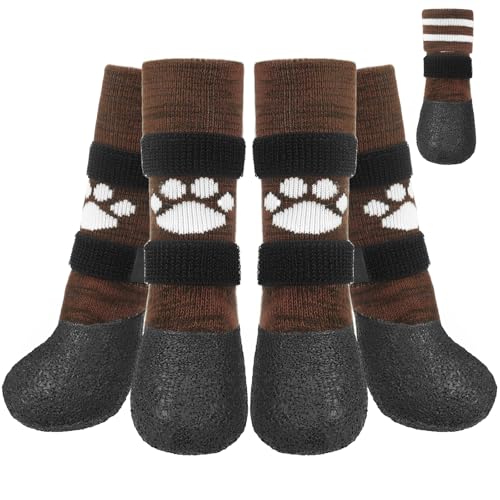 KOOLTAIL Rutschfeste Hundesocken gegen Lecken von Pfoten für heiße/enge Gehwege, wasserdichte lange Schneestiefel und Pfotenschutz mit Riemen, Traktionskontrolle für Hartholzböden für kleine von KOOLTAIL
