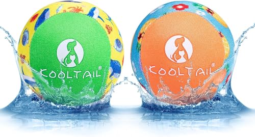 KOOLTAIL Schwimmendes Hunde-Pool-Spielzeug – 2 Stück Sommerhüpfende Wasserspielzeuge für Schwimmbad, interaktive Hundetrainingsspiele, Kauspielzeug, weiche und elastische Apportierbälle für kleine, mittelgroße Hunde von KOOLTAIL