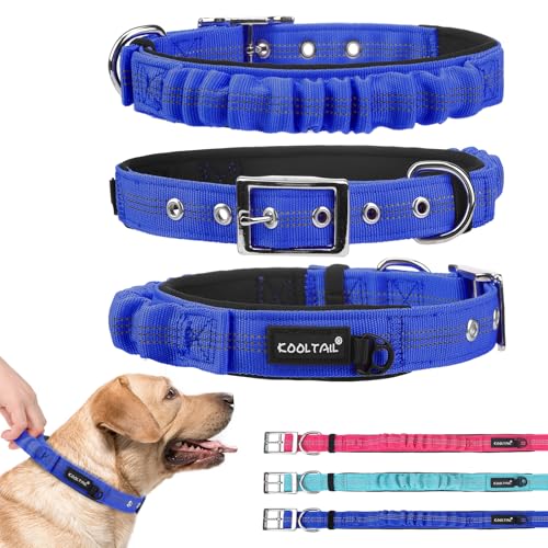 KOOLTAIL Strapazierfähiges Hundehalsband mit Griff für große Hunde, ballistisches Nylon-Halsband für Trainingskontrolle, weich gepolstertes, dickes, breites, reflektierendes Hundehalsband mit KOOLTAIL Strapazierfähiges Hundehalsband mit Griff für große Hunde, ballistisches Nylon-Halsband für Trainingskontrolle, weich gepolstertes, dickes, breites, reflektierendes Hundehalsband mit von KOOLTAIL