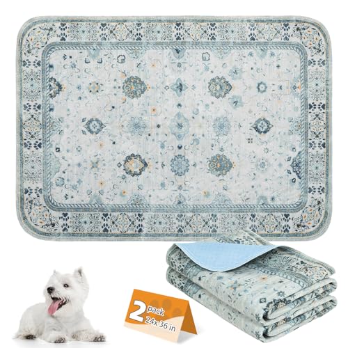 KOOLTAIL Waschbare Urinierunterlagen für Hunde, wiederverwendbare Welpen-Trainingspads, super saugfähig und auslaufsicher, mit rutschfester Unterseite für Kisten, Auto und Möbelschutz, Blau, 61 x 91,4 KOOLTAIL Waschbare Urinierunterlagen für Hunde, wiederverwendbare Welpen-Trainingspads, super saugfähig und auslaufsicher, mit rutschfester Unterseite für Kisten, Auto und Möbelschutz, Blau, 61 x 91,4 von KOOLTAIL