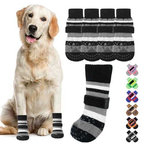 KOOLTAIL rutschfeste Hundesocken, Stiefel, wasserdichte Hundeschuhe, Pfotenschutz mit Riemen, Traktionskontrolle für Hartholzböden, verhindert Lecken für kleine, mittelgroße und große ältere Hunde KOOLTAIL rutschfeste Hundesocken, Stiefel, wasserdichte Hundeschuhe, Pfotenschutz mit Riemen, Traktionskontrolle für Hartholzböden, verhindert Lecken für kleine, mittelgroße und große ältere Hunde von KOOLTAIL