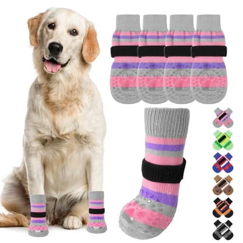 KOOLTAIL rutschfeste Hundesocken, Stiefel, wasserdichte Hundeschuhe, Pfotenschutz mit Riemen, Traktionskontrolle für Hartholzböden, verhindert Lecken für kleine, mittelgroße und große ältere Hunde KOOLTAIL rutschfeste Hundesocken, Stiefel, wasserdichte Hundeschuhe, Pfotenschutz mit Riemen, Traktionskontrolle für Hartholzböden, verhindert Lecken für kleine, mittelgroße und große ältere Hunde von KOOLTAIL