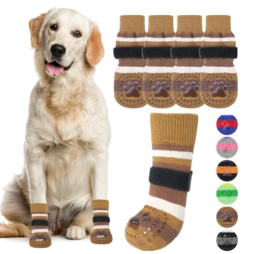KOOLTAIL rutschfeste Hundesocken, Stiefel, wasserdichte Hundeschuhe, Pfotenschutz mit Riemen, Traktionskontrolle für Hartholzböden, verhindert Lecken für kleine, mittelgroße und große ältere Hunde KOOLTAIL rutschfeste Hundesocken, Stiefel, wasserdichte Hundeschuhe, Pfotenschutz mit Riemen, Traktionskontrolle für Hartholzböden, verhindert Lecken für kleine, mittelgroße und große ältere Hunde von KOOLTAIL