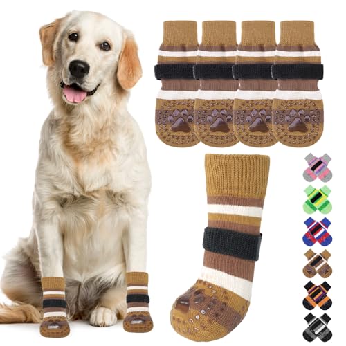 KOOLTAIL rutschfeste Hundesocken, Stiefel, wasserdichte Hundeschuhe, Pfotenschutz mit Riemen, Traktionskontrolle für Hartholzböden, verhindert Lecken für kleine, mittelgroße und große ältere Hunde KOOLTAIL rutschfeste Hundesocken, Stiefel, wasserdichte Hundeschuhe, Pfotenschutz mit Riemen, Traktionskontrolle für Hartholzböden, verhindert Lecken für kleine, mittelgroße und große ältere Hunde von KOOLTAIL