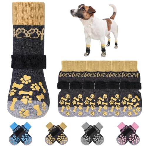 KOOLTAIL rutschfeste Hundesocken, doppelseitige Griffe, Woof Hundesocken zum Lecken, um Kratzer auf Hartholzböden zu verhindern, Outdoor-Hundeschuhe und Pfotenschutz für kleine, mittelgroße und große von KOOLTAIL