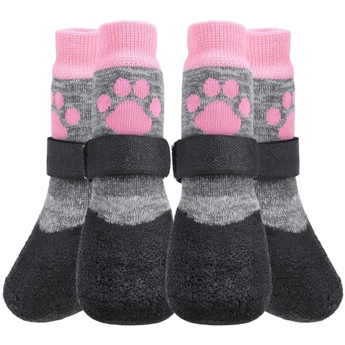 KOOLTAIL rutschfeste Hundesocken – Outdoor-Hundeschuhe wasserdichte Hundeschuhe Pfotenschutz mit Gurt Traktionskontrolle für Hartholzböden von KOOLTAIL