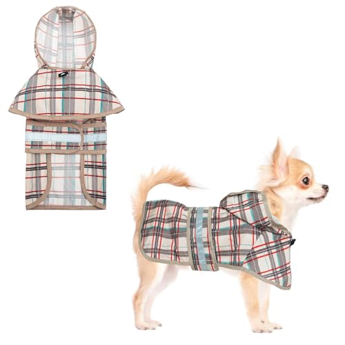 Kooltail Hunde-Regenmantel mit Kapuze und reflektierendem Streifen, wasserdicht, verstellbar, leicht, atmungsaktiv, für kleine, mittelgroße und große Hunde, S(Neck 12" Chest 17.4")" von KOOLTAIL