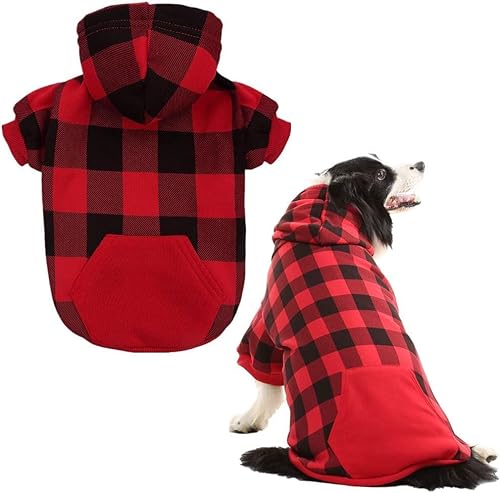 Plaid Hund Hoodie Haustier Kleidung Pullover mit Hut von KOOLTAIL