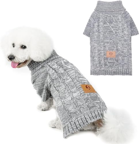 Strick-Rollkragenpullover für kleine, mittelgroße und große Hunde, warme Welpenkleidung für Herbst Winter, gemütliche Sweatshirts Hundemäntel von KOOLTAIL