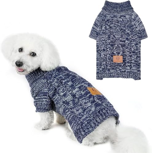 Strick-Rollkragenpullover für kleine, mittelgroße und große Hunde, warme Welpenkleidung für Herbst Winter, gemütliche Sweatshirts Hundemäntel von KOOLTAIL
