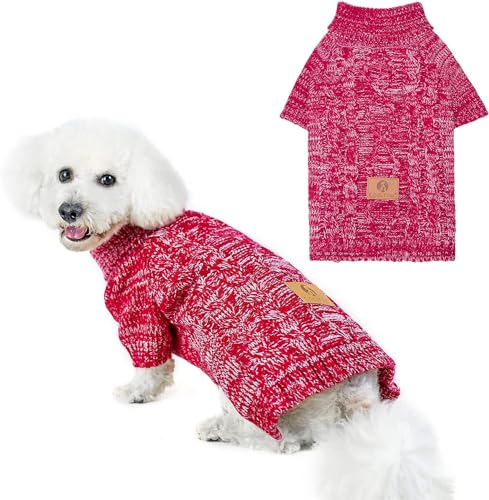 Strick-Rollkragenpullover für kleine, mittelgroße und große Hunde, warme Welpenkleidung für Herbst und Winter, gemütliche Sweatshirts, Hundemäntel von KOOLTAIL