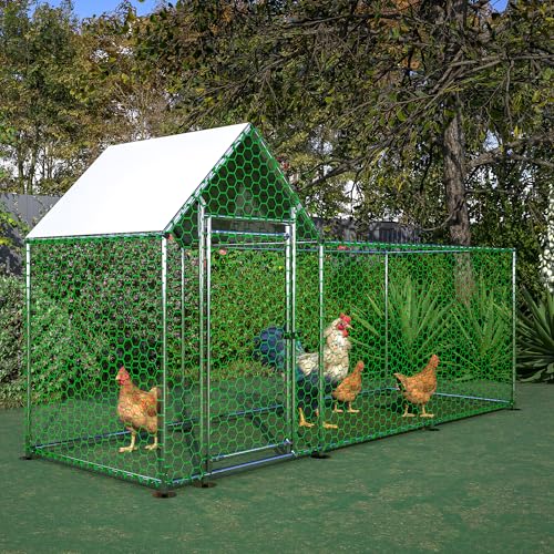 Chicken Coop 3 x 1 x 1.5 m Metal Outdoor Enclosure Poultry House Small Animals Metal Frame with PE Roof von KOOMAL