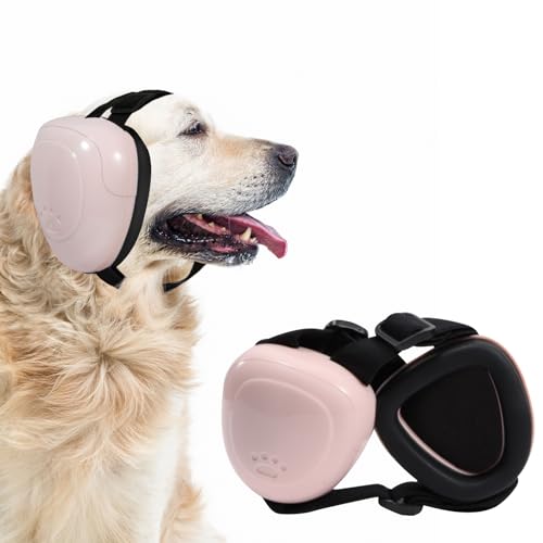 KOPBTBOY Ohrenschützer für Hunde, Gehörschutz für Hunde, Einstellbar Hunde Geräuschreduzierung Ohrenschützer, Schalldämmung und Geräuschreduzierung Gehörschutz für Hunde(Rosa, L) von KOPBTBOY