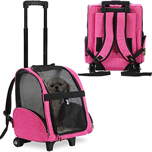KOPEKS Deluxe-Rucksack/Reisetasche für Haustiere mit Doppelrollen, Large, Rose von KOPEKS