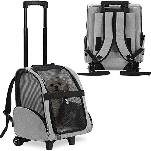 KOPEKS Deluxe-Rucksack/Reisetasche für Haustiere mit Doppelrollen, Large, grau von KOPEKS