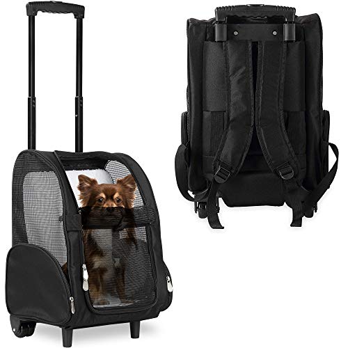 KOPEKS Deluxe-Rucksack/Reisetasche für Haustiere mit Doppelrollen, Medium, schwarz von KOPEKS