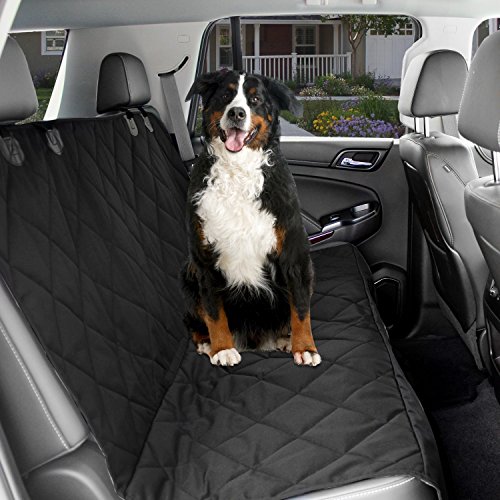 KOPEKS Hunde-Autositzbezug – schwarz, wasserdicht, rutschfest, gepolstert, gesteppt, mit Sitzankern und Wärmegurten von KOPEKS