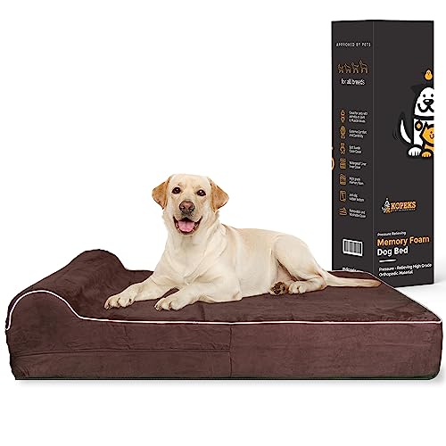 KOPEKS Orthopädisches Bett aus Memory-Schaum mit Kissen für Hunde, inkl. wasserdichtem Innenschutz und abnehmbarem Bezug von KOPEKS