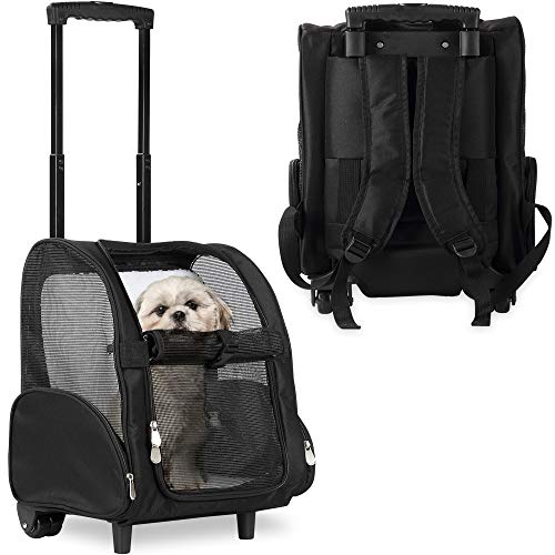 Kopeks Deluxe-Rucksack/Reisetasche für Haustiere mit Doppelrollen, Large, schwarz von KOPEKS
