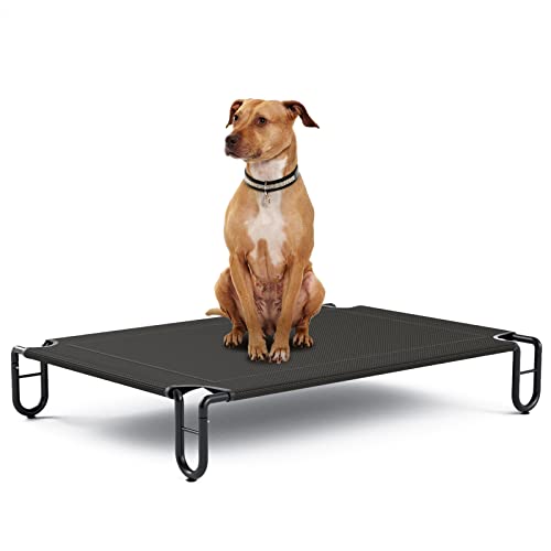 KORIMEFA Erhöhtes Hundebett bis 55 kg, Haustierbett Outdoor, Waschbare Hundebetten Hundeliege Haustierliege Mittelgroßer Hunde, 122 x 85 x 20 cm mit rutschfesten Füßen für Garten Indoor Draußen von KORIMEFA