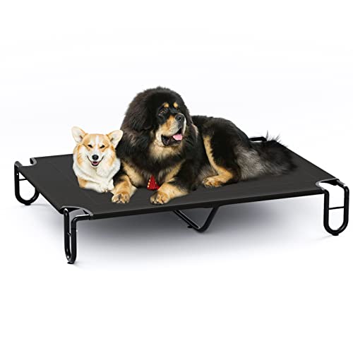 KORIMEFA Erhöhtes Hundebett bis 60 kg, Haustierbett Outdoor, Waschbare Hundebetten Hundeliege Haustierliege Gross Hunde, 122x85 cm mit rutschfesten Füßen für Garten Indoor Draußen von KORIMEFA
