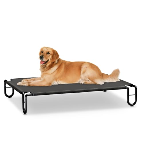 KORIMEFA Erhöhtes Hundebett bis 45 kg, Haustierbett Outdoor, Waschbare Hundebetten Hundeliege Haustierliege Mittelgroßer Hunde, 110 x 76 x 20 cm mit rutschfesten Füßen für Garten Indoor Draußen von KORIMEFA