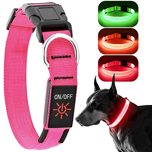 KOSKILL Leuchthalsband Hund Wiederaufladbare USB LED Hundehalsband Wasserdichtes Leuchtendes Hunde Halsband Einstellbare Super Helle für Mittlere Große Hunde von KOSKILL