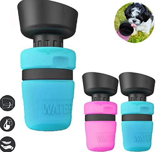 KOSSJAA Hundetrinkflasche für unterwegs, 520ml Trinkflasche Pet Outdoor, Tragbare Haustier Wasserflasche Katze, Haustier Wasserflasche Reisen (Blau) von KOSSJAA