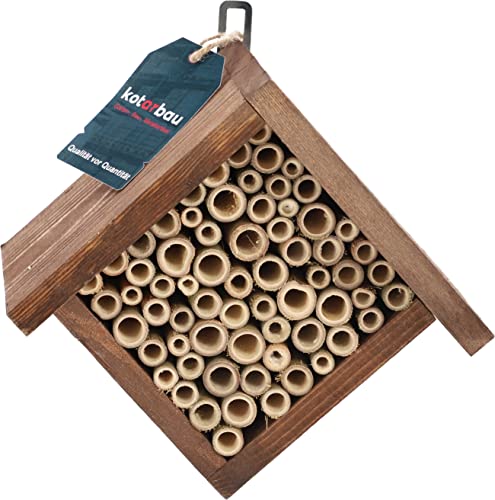 KOTARBAU® Holz Insektenhotel mit Hängefunktion Hervorragend für den Garten Umweltfreundlich Für Bienen Florfliegen Marienkäfer Schmetterlinge Braun von KOTARBAU