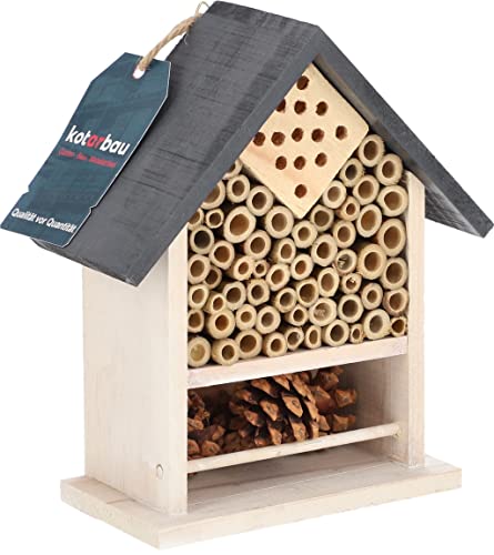 KOTARBAU® Holz Insektenhotel mit Hängefunktion Hervorragend für den Garten Umweltfreundlich Für Bienen Florfliegen Marienkäfer Schmetterlinge Weiß von KOTARBAU