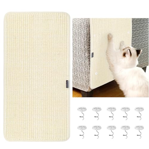 Kratzmatte für Katzen 60x20cm - Natürliche Sisal Teppich, Kratzbrett, Kratzteppich - Weiß für Sofa, Möbel, Tür Kratzschutz Kratzmatte für Katzen 60x20cm - Natürliche Sisal Teppich, Kratzbrett, Kratzteppich - Weiß für Sofa, Möbel, Tür Kratzschutz von KOUHA