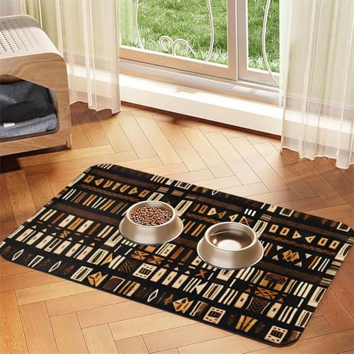 Afrikanischer Schlammstoff, Tribal-Druck, Katzenfuttermatte, Haustier-Futtermatte für Boden, Haustierbedarf, Wassernapf, Matte für Hunde Afrikanischer Schlammstoff, Tribal-Druck, Katzenfuttermatte, Haustier-Futtermatte für Boden, Haustierbedarf, Wassernapf, Matte für Hunde von KOUUIP